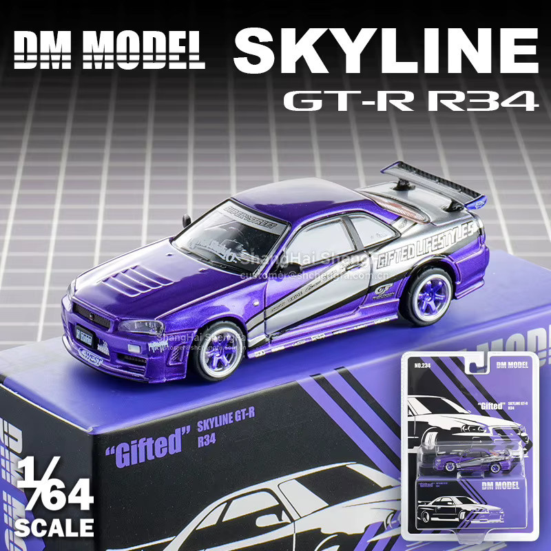 Welly Nissan Skyline Gt-R R34, Modellauto, 1:64, Grau, Metall - Bild 2
