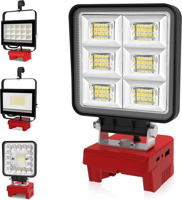 Milwaukee Tragbares LED-Arbeitslicht mit 6000 K Kaltweiß, kabelloser wiederaufladbarer Notfall-Camping-Scheinwerfer und Flutlicht für Milwaukee-Akkus - Bild 1
