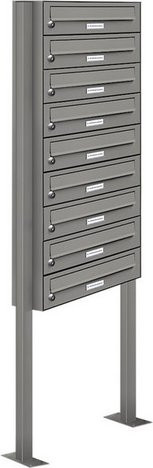 Freistehendes Briefkasten-System von AL BRIEFKASTENSYSTEME mit 9 Fächern in Grau, B/H/T: 46,5 x 150 x 27,5 cm - Bild 1
