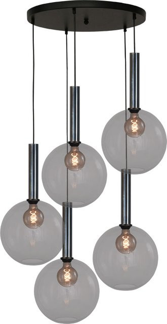 Masterlight Bella 2 Pendelleuchte 5-flammig rund in Rauchgrau mit Glaselementen - Bild 1