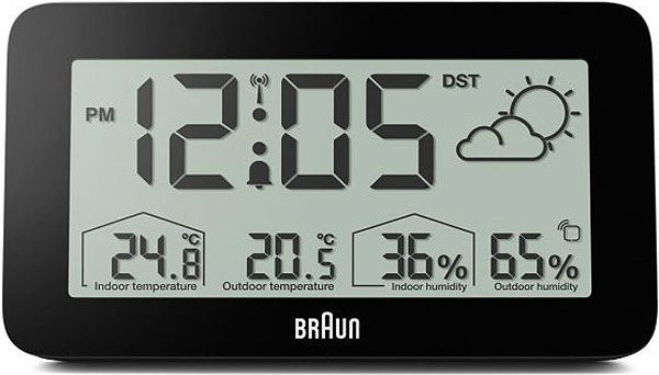 Braun BC13BP digitaler Wecker mit Wetterstation in Schwarz - Bild 1