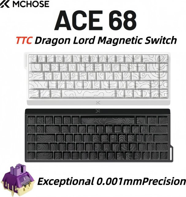 MCHOSE ACE68 Gaming-Tastatur mit TTC Dragon Lord Magnetischen Schaltern, Hall-Effekt, RGB und programmierbar, Schwarz - Bild 1