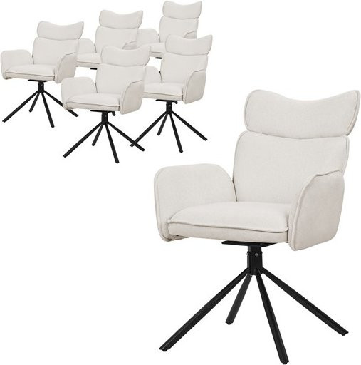 ML-Design Esszimmerstuhl 6er Set Beige drehbar mit Armlehnen und Rückenlehne aus Stoff - Bild 1