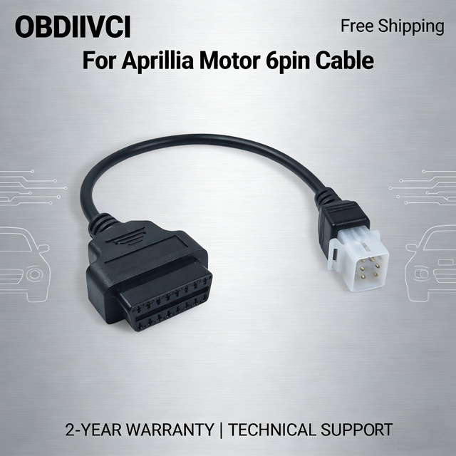 Motorrad Adapter Verlängerung von 6-Pin auf 16-Pin Diagnosekabel für Aprilia TuneECU Scanner Tool, Schwarz - Bild 1