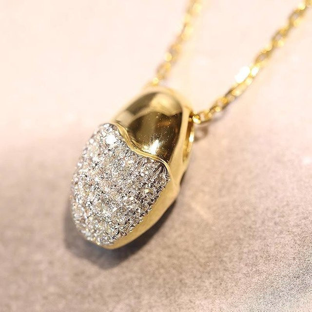 Huitan Halskette, ovale Anhänger, Zirkonia, Gold, Damen - Bild 1