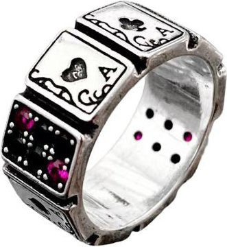 Knuckle-Ring, Spielkarten, gray, Damen - Bild 1