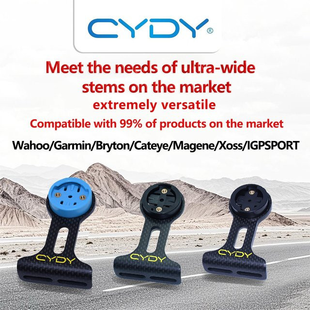 CYDY Carbon 3K Rennrad-Computerhalterung für Garmin, Bryton, Wahoo, Magene, Xoss und IGP Edge in Schwarz - Bild 1