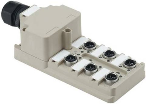 Weidmüller SAI-6-M 3P IDC 1760050000 Sensor/Aktorbox passiv M12-Verteiler mit Metallgewinde, grau - Bild 1