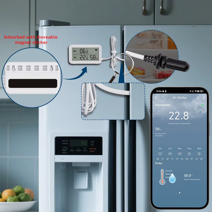 MinisterWorks Tuya WiFi Temperatur und Feuchtigkeit Sensor mit externer Sonde in Weiß, SmartLife und Alexa kompatibel - Bild 4