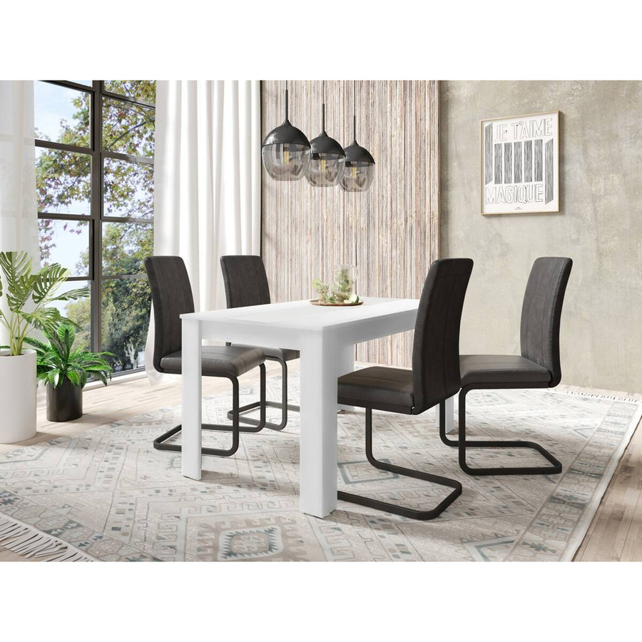 byLIVING Esstisch NORI modern in Weiß/Schwarz mit wendbarer Einlegeplatte, B/T/H: 140 x 80 x 75 cm - Bild 2