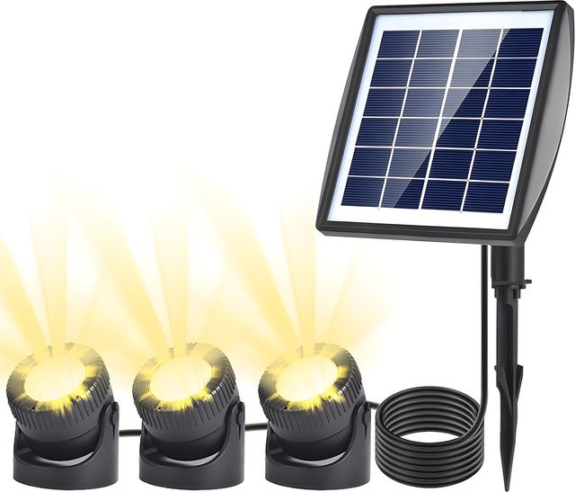 TOMTOP JMS LED Solar Strahler wasserdicht für Garten und Teich in Schwarz mit warmweißem Licht - Bild 1