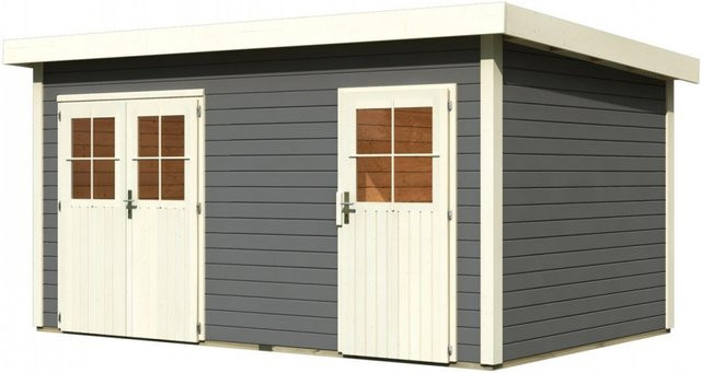 Karibu Gartenhaus Log Cabin aus nordischer Fichte in Terragrau, B/T/H: 424 x 274 x 210 cm - Bild 1