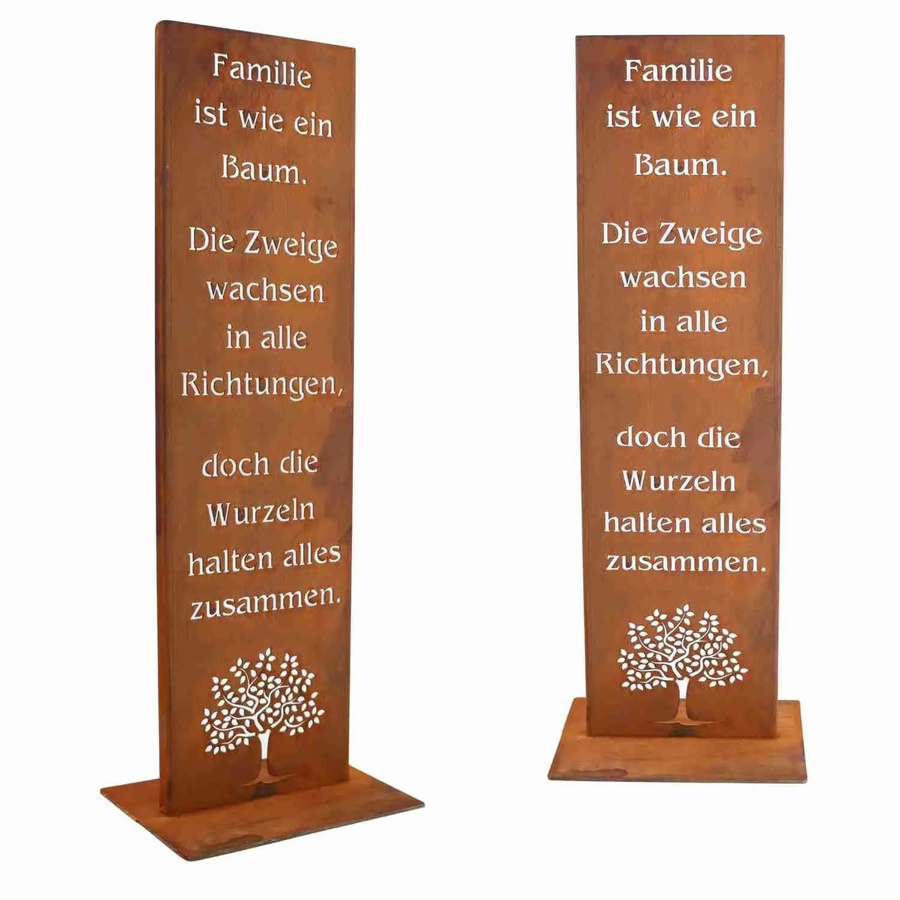 Rostikal Spruchtafel Familie mit Baum Motiv aus Cortenstahl in Braun, B: 200,0 cm, H: 150,0 cm - Bild 2