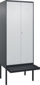 C+P Spind Classic PLUS Schwarz-Weiß Sitzbank mit 2 Abteilen und Zylinderschloss, B/T/H: 212 x 80 x 81,5 cm - Bild 1
