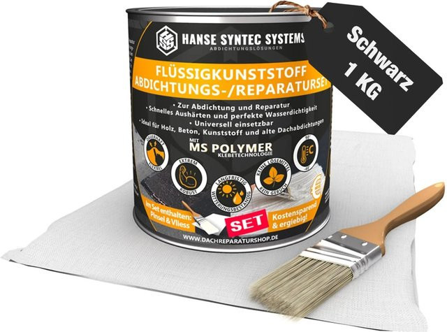 HSS Flüssigkunststoff Abdichtungs- und Reparatur-Set aus MS-Polymer in Schwarz, 1 kg - Bild 1