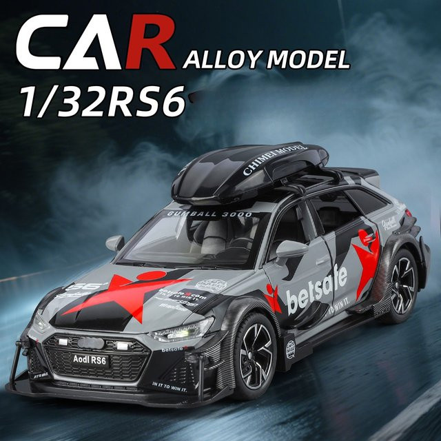 WELLY RS6 Trackversion Simulation Sportwagen Modell, 1:32, Metall, mit Licht und Sound - Bild 1
