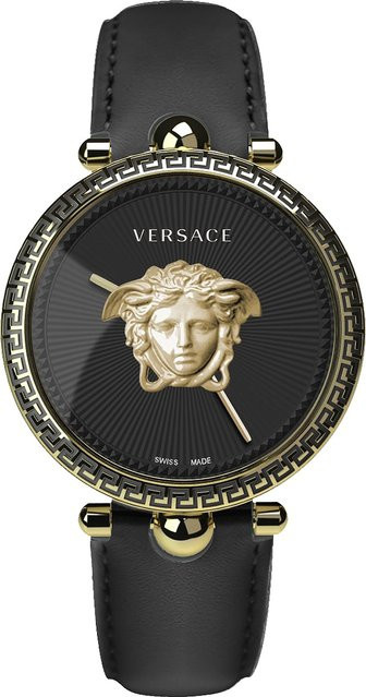 Versace Analoguhr, Quarz, Edelstahl, 39 mm, Leder, Schwarz, Unisex - Bild 1