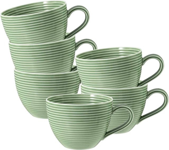 Seltmann Weiden Kaffeetassen Beat Color Glaze aus Porzellan, Grün, 6er Set, 0,26 l pro Tasse - Bild 1