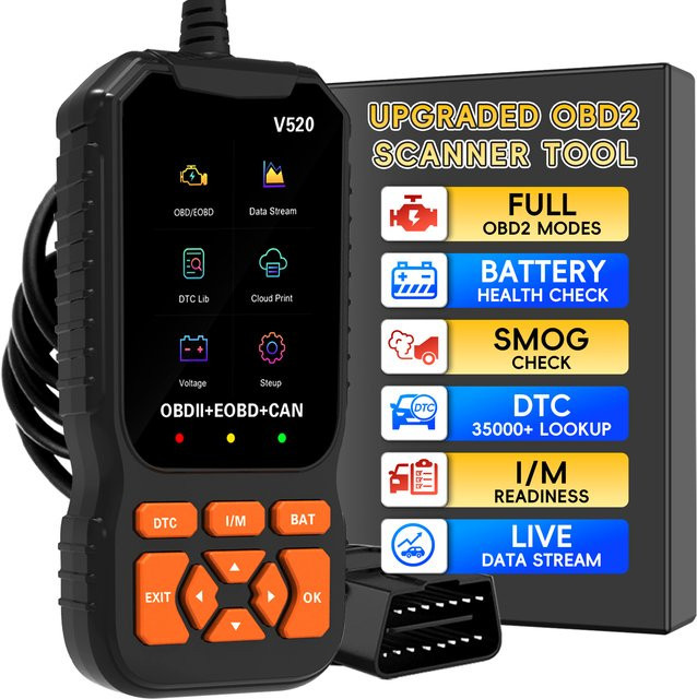 RUOGINSS Professionelles OBD2-Scanner-Diagnosetool als Engine-Codeleser in Orange und Schwarz - Bild 1