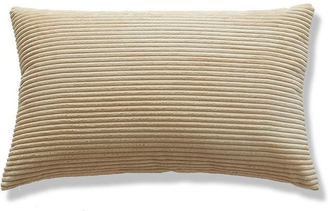 Dekorativer Kissenbezug aus Kordstoff Flanell Fleece in Beige, Gestreift, Rechteckig, B/H: 50 x 30 cm - Bild 1