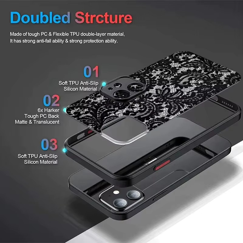 Vintage Spitze Blumen Handyhülle in Schwarz für Samsung Galaxy S26 S25 Ultra S24 S23 FE S22 S21 Plus S20 A73 A72 A71 A56 A55 A54 A16 Cover - Bild 3