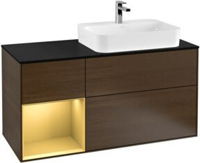 V&B Finion Waschtischunterschrank mit Regalfach links und integrierter LED-Beleuchtung, Wandmontage, Breite: 120 cm - Bild 1