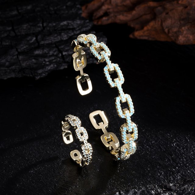 ZAKOL Schmuck-Set, Armband und Ring, Türkis, Zirkonia, Gold, Damen - Bild 1