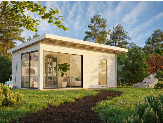 Palmako Gartenhaus Andrea Slide Plus aus Fichtenholz in Braun mit Pultdach B/T/H: 595 x 300 x 264 cm - Bild 1