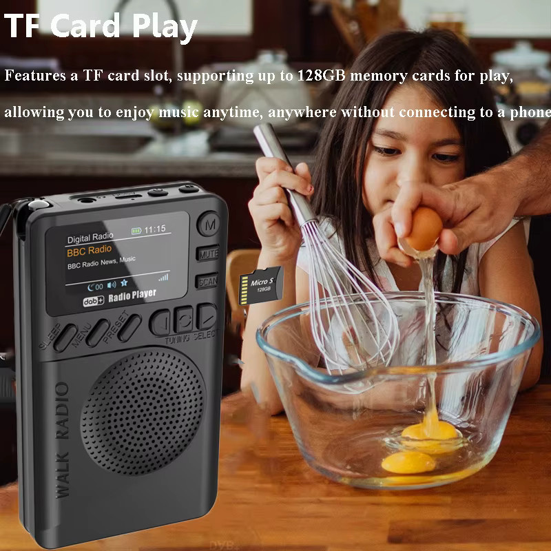 luxuglow Mini-Taschenradio mit DAB+/FM, Bluetooth-Lautsprecher und LCD-Display in Schwarz, MP3-Player mit TF-Karten-Unterstützung und Schlaf-Timer - Bild 5
