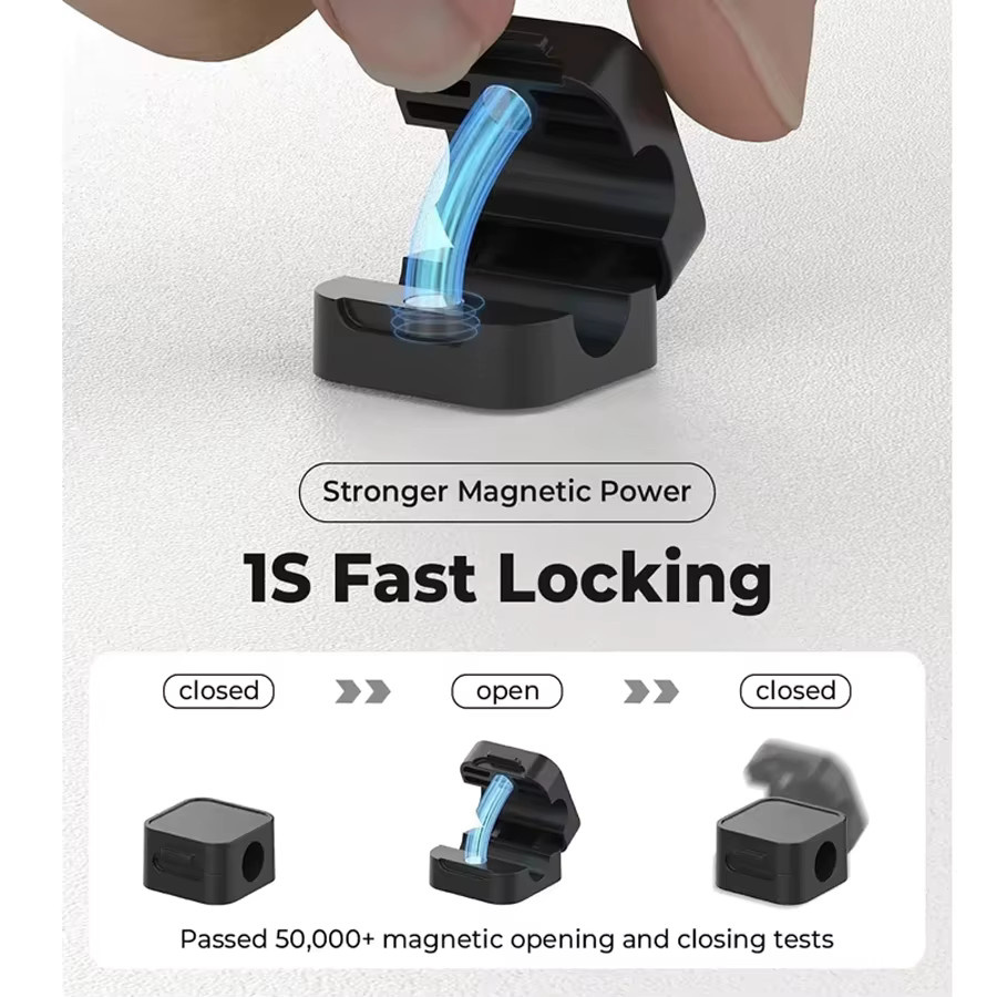 Magnetische Kabelklemme Set, 6 Stück, verstellbarer und rutschfester Kabel-Organizer in Schwarz für dein Kabelmanagement am Schreibtisch - Bild 5