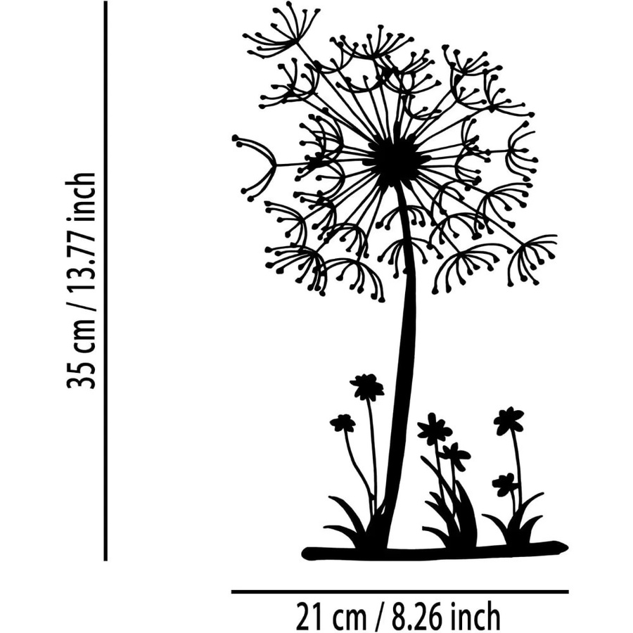 CIFBUY Metall-Wandkunst Löwenzahn in Schwarz als florale Landhaus-Dekoration - Bild 2
