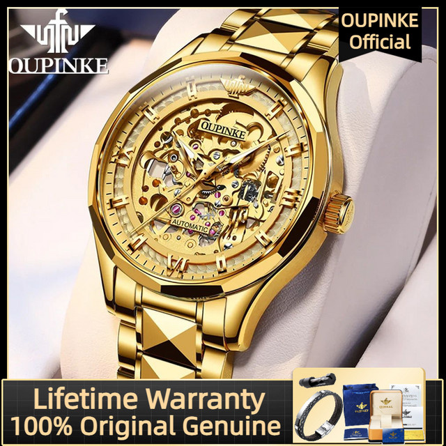 OUPINKE Armbanduhr, Automatik, Edelstahl, Gold, Herren - Bild 1