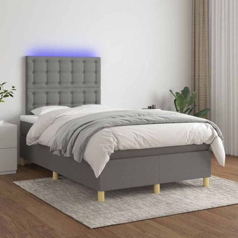 Vidaxl Boxspringbett mit Matratze in Grau aus Stoff, B/T/H: 120 x 200 x 118 cm - Bild 1