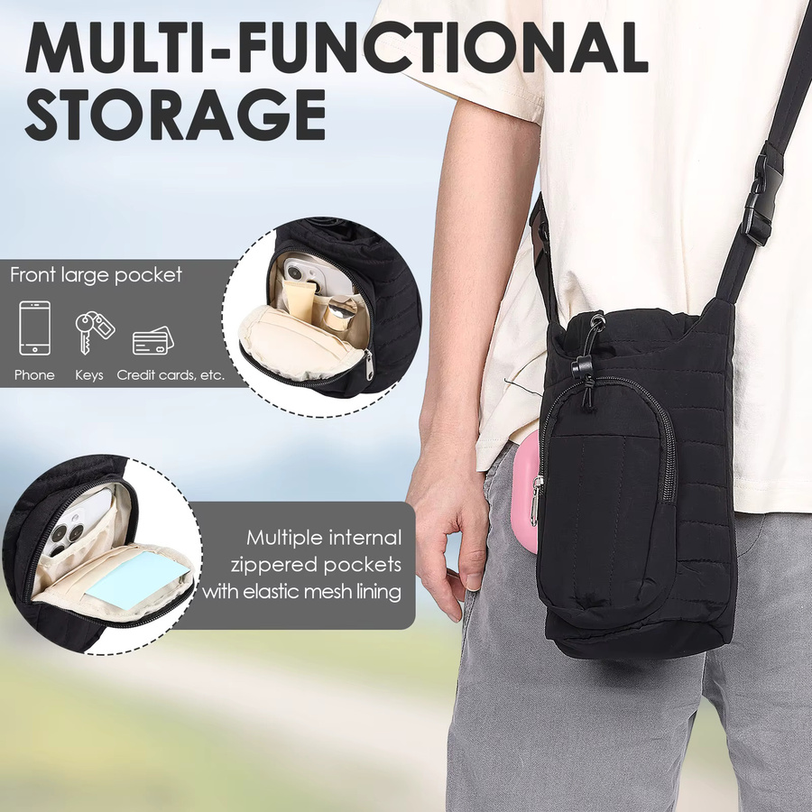 Willstar Tragbare Wasserflaschentasche mit verstellbarem Schultergurt und Handytasche für Wandern, Camping und Fitness, Breite: 26,0 cm, Tiefe: 14,0 cm - Bild 2