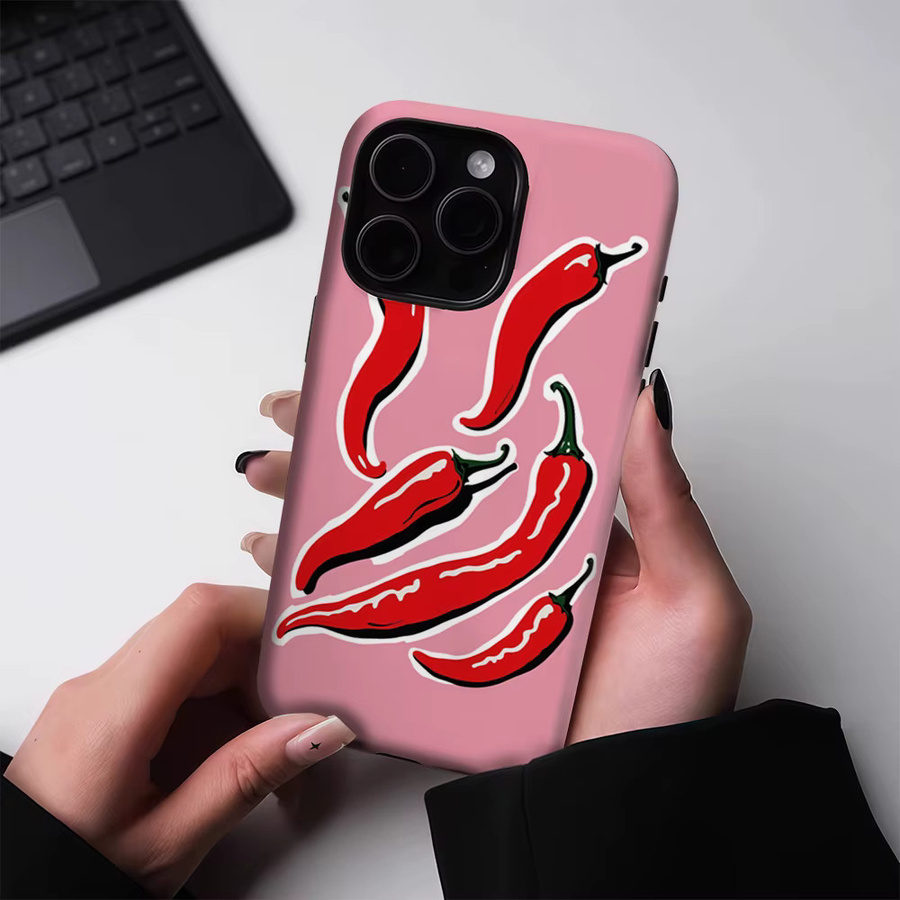 Potdemiel Robuste Handyhülle mit Scharfem Roten Chili Design für iPhone 17 16 15 14 13 Pro Max Plus, Magnetisch, Pink/Rot - Bild 3