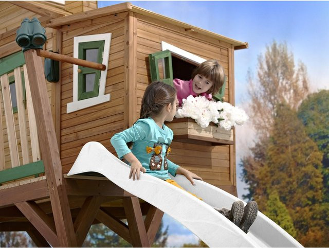 Axi Spielhaus Braun Grün Weiß mit Rutsche - Bild 1