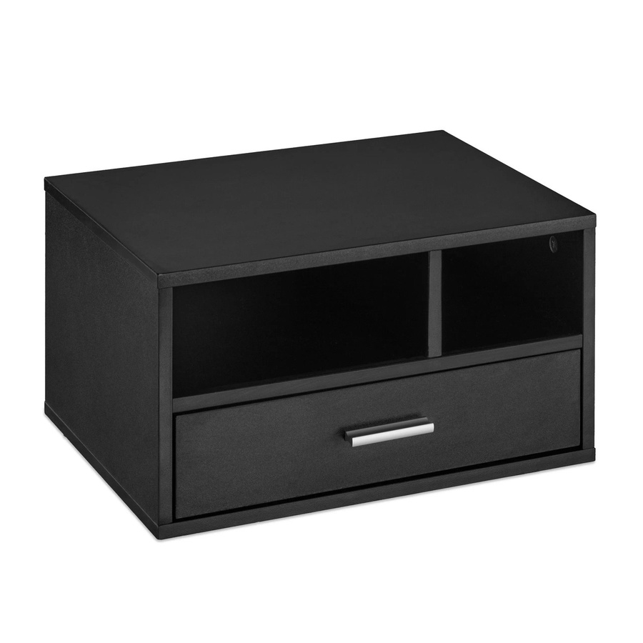 Relaxdays Druckerständer aus Faserplatte mit Schublade in Schwarz, B/T/H: 40 x 22 x 30 cm - Bild 2
