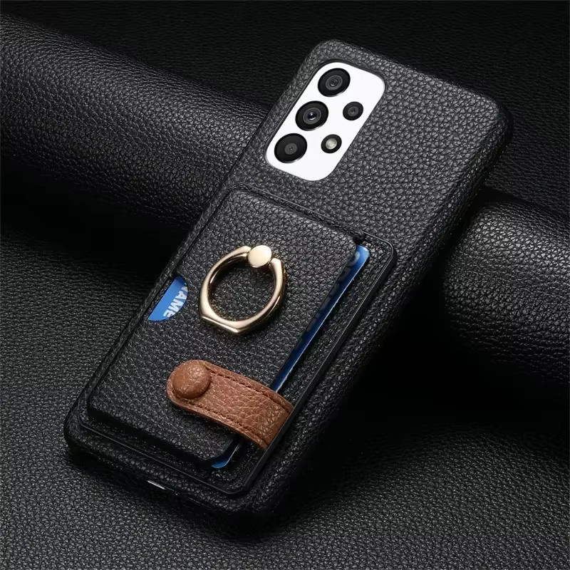 Leder-Handyhülle mit Ring und Brieftafels-Kartenhalter für Samsung Galaxy S26 S25 S24 Ultra S23 S22 Plus S21 FE A55 A35 A25 A15 A54 in Pink - Bild 1