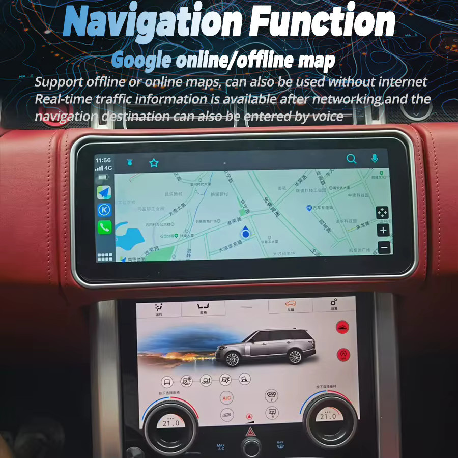 NAVIRIDER Android QLED Multimedia Autoradio mit GPS und CarPlay für Land Rover Range Rover Sport L494 und L405, 13,3 Zoll, Schwarz - Bild 4