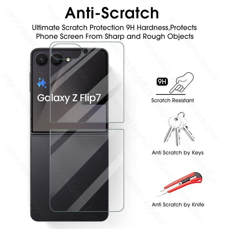 3-in-1 Schutzset für Samsung Galaxy Z Flip 7 5G mit gehärtetem Glas für Kamera, Rückseite und äußeren Bildschirm in Transparent - Bild 3