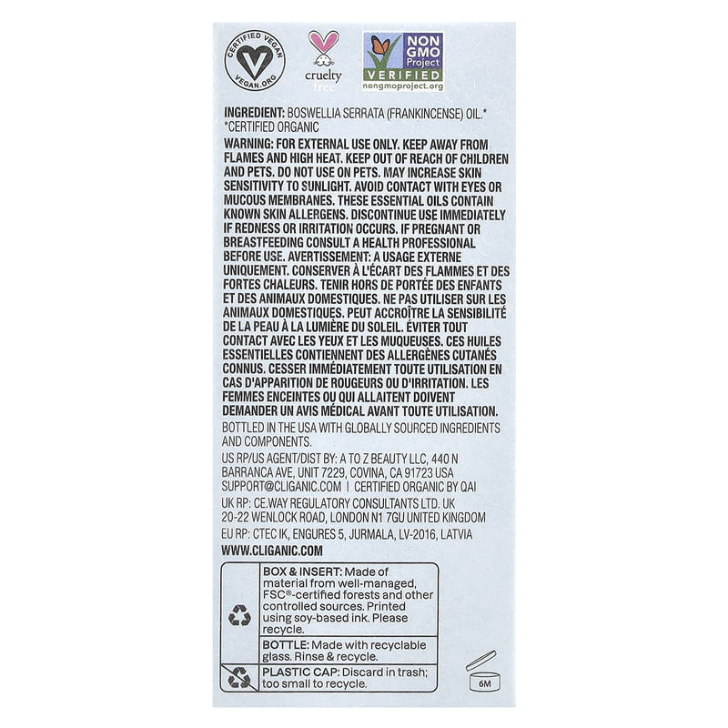 Cliganic Sense Of Peace Biologisches Weihrauch Ätherisches Öl in brauner Glasflasche, 10 ml - Bild 2