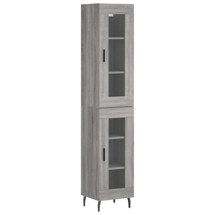 vidaXL Highboard Grau Sonoma mit Glastüren und Regalen, B/T/H: 34,5 x 34 x 180 cm - Bild 2