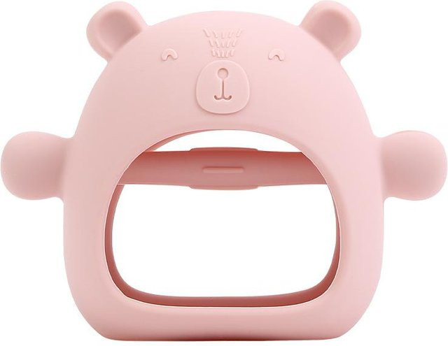 Bär Happy Bite Baby Pilz Boxhandschuhe und Beißring Set aus Silikon in Rosa/Pink - Bild 1