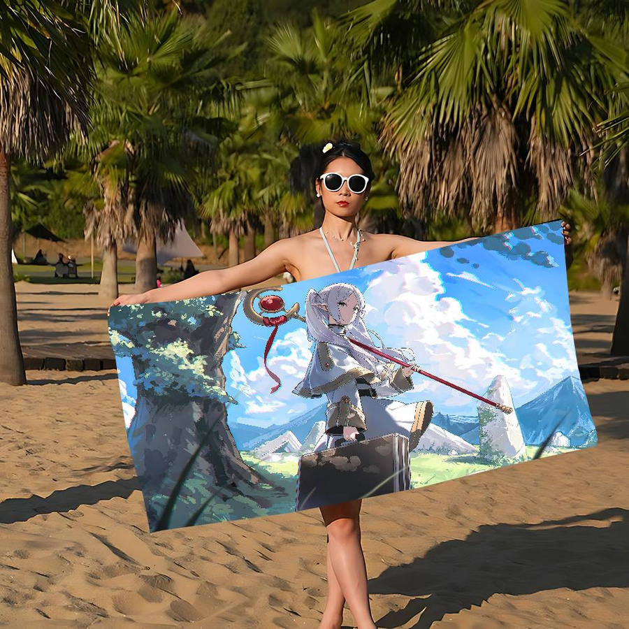 Dalangpa Strandtuch Frieren Anime Design Mikrofaser Weiß, B: 30 cm, H: 60 cm - Bild 4
