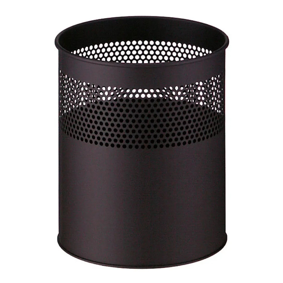PROREGAL Runder halbperforierter Papierkorb aus Metall in Schwarz, Volumen: 31 Liter, H x Ø: 40,5 x 31 cm - Bild 2