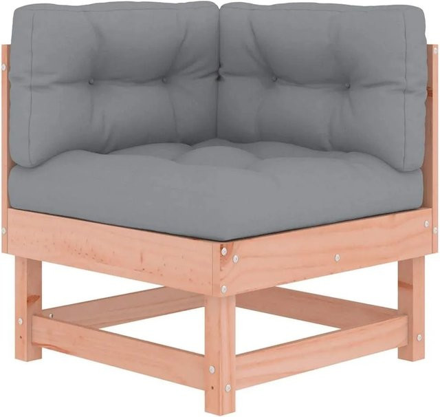 vidaXL Ecksofa aus Massivholz Douglasie in Grau und Braun mit Kissen im L-Shape und Latten-Design - Bild 1