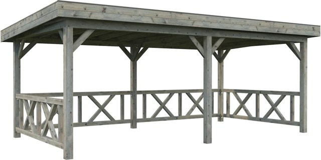 Palmako Pavillon Lenna Set 307 aus Fichtenholz in Grau mit Pultdach, B/H/T: 588 x 245 x 300 cm - Bild 1