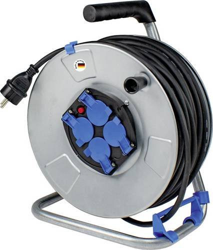 AS Schwabe Kabeltrommel 25m Schwarz mit Schutzkontakt-Stecker - Bild 1