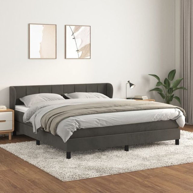 Vidaxl Boxspringbett mit Matratze aus Samt in Dunkelgrau B/T/H: 160 x 200 cm - Bild 1