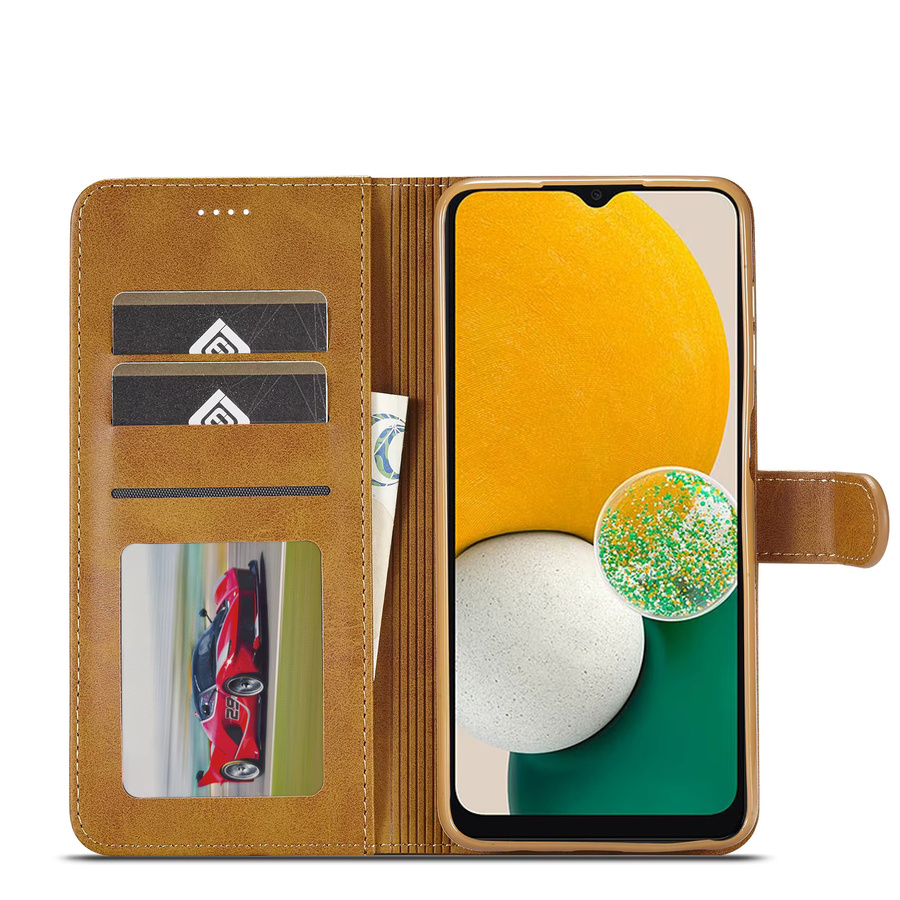 Leder Flip Case Wallet Cover für Samsung Galaxy A-Serie in Braun - Bild 3